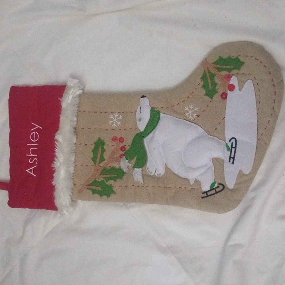 NEW Ashley Christmas Stocking Pottery Barn Holiday Gift Quilted